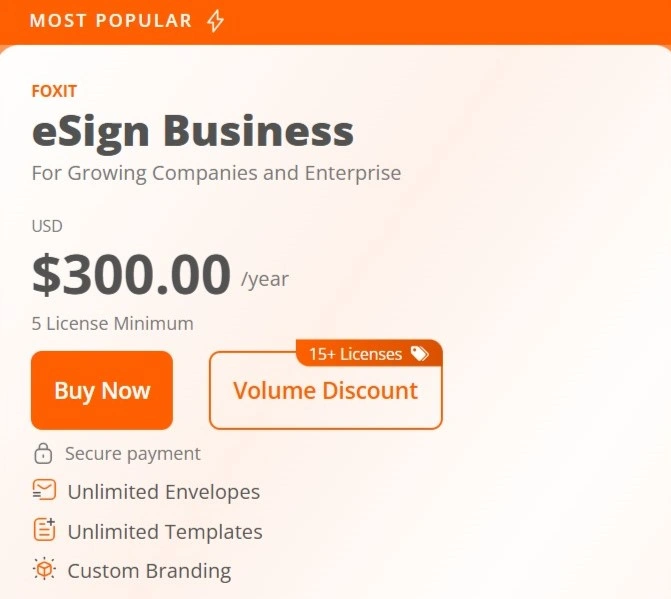 Foxit eSign Business Pricing