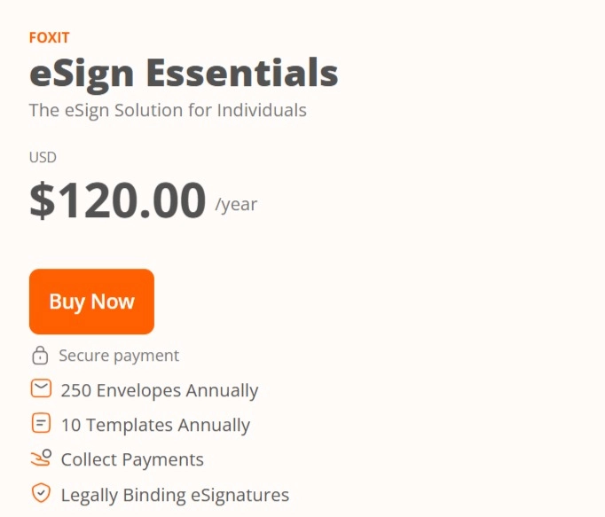 Foxit eSign Essentials Pricing